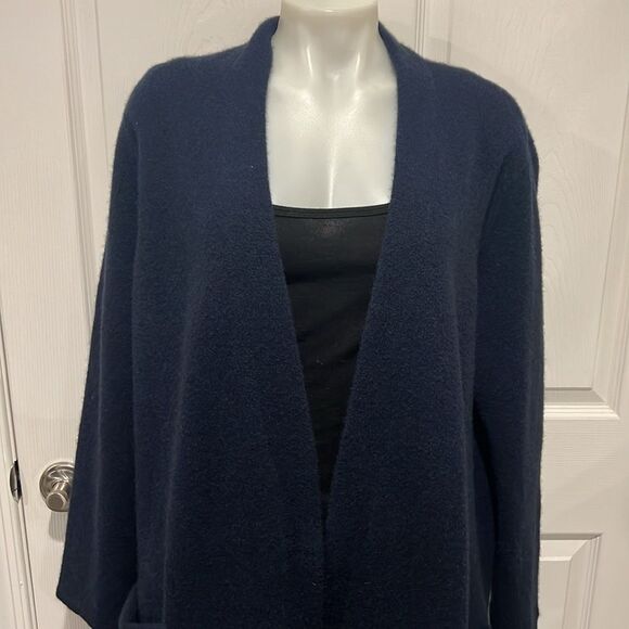 Jenni Kayne navy oversized cozy open front sweater coat yak merino blend - Picture 5 of 11